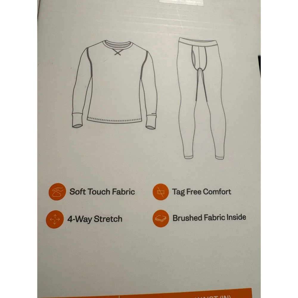 Merrell Mens Base Layer Set Long Sleeve Crew Neck and Pant Black Small